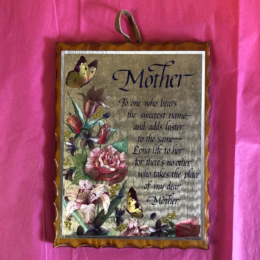 Scafa Art Hanging Wood Plaque Vintage Decor Mother Poem